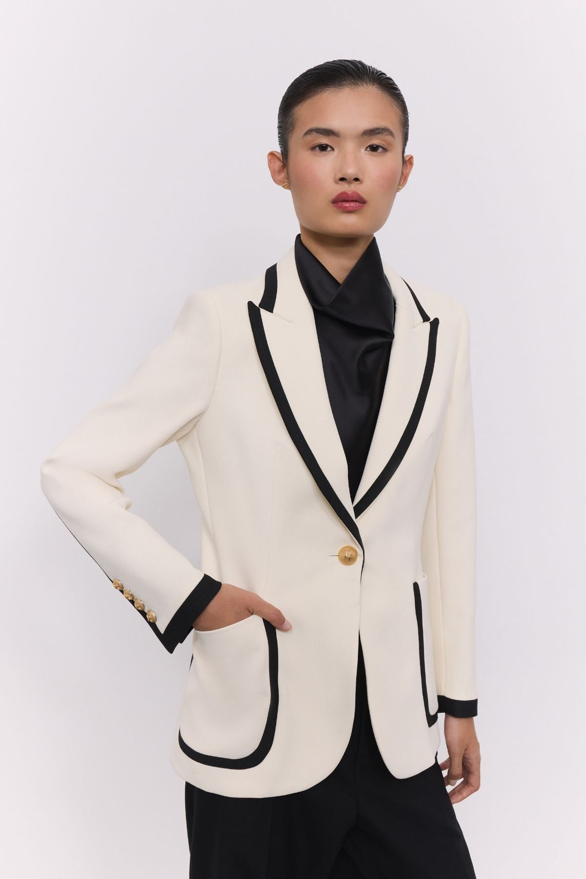 Laurent Two-Tone Blazer with Piping - Limited Edition