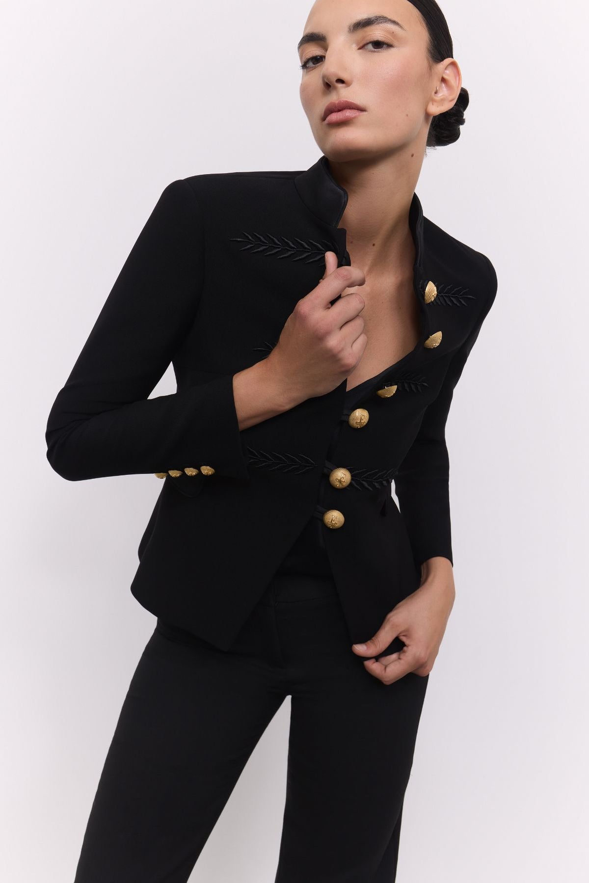 Black Embroidered Military Blazer Renata 01 - Limited Edition