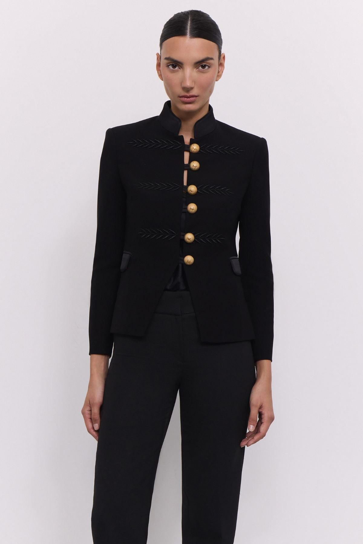 Black Embroidered Military Blazer Renata 01 - Limited Edition