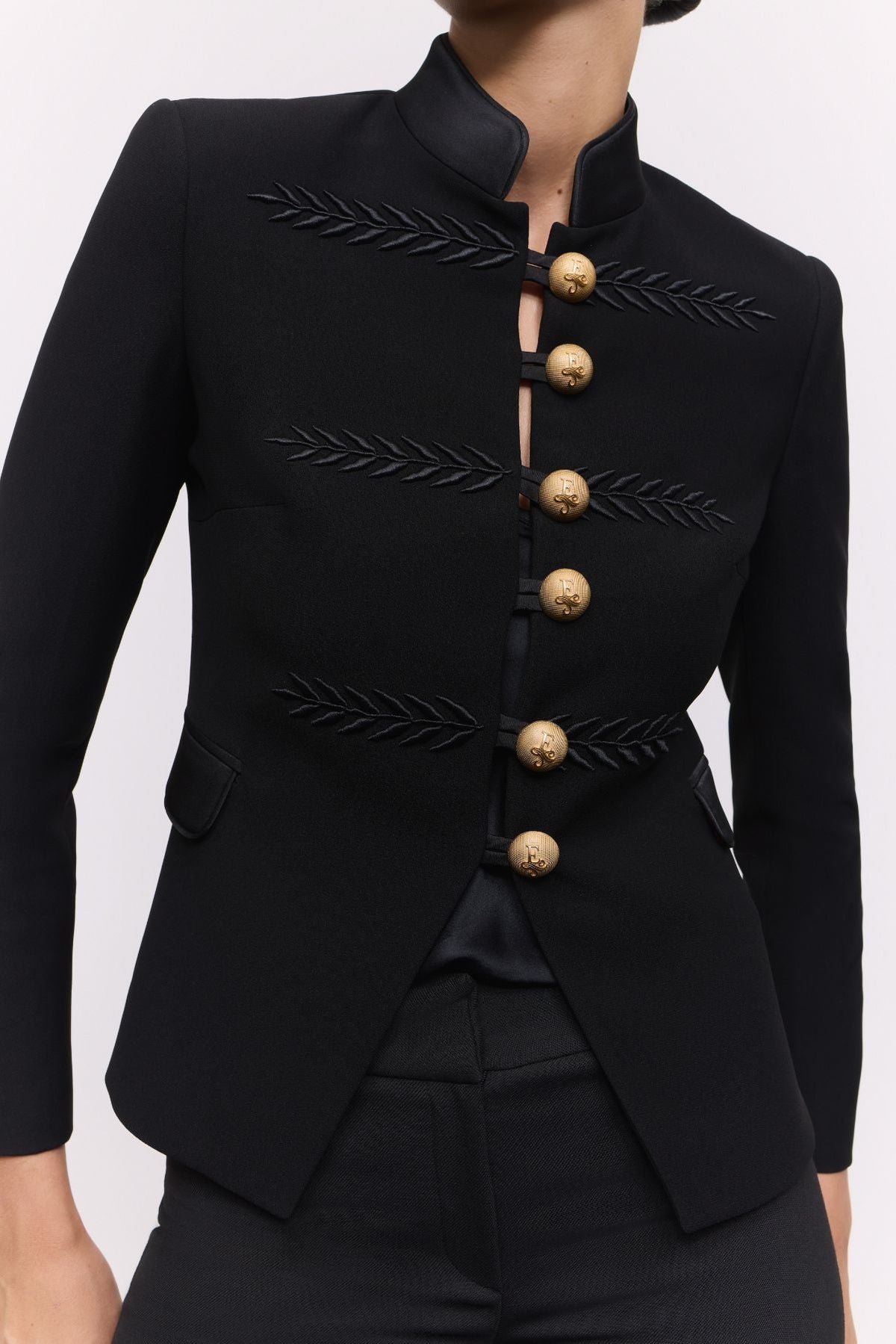 Blazer militar bordada negro Renata 01 - Edición Limitada - THE EXTREME COLLECTION