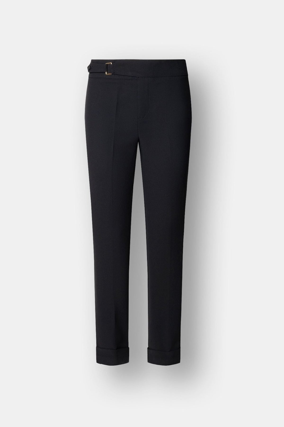 Pantalón hebilla negro Atelier de corte recto en super crepé con elegante detalle de hebilla lateral.