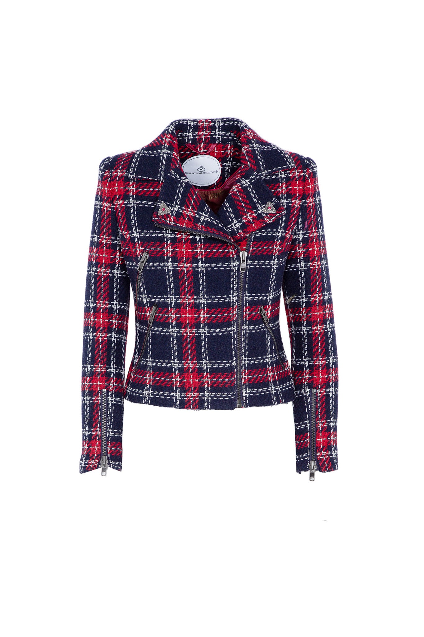 CHAQUETA CORTA ESTILO PERFECTO CUADRO