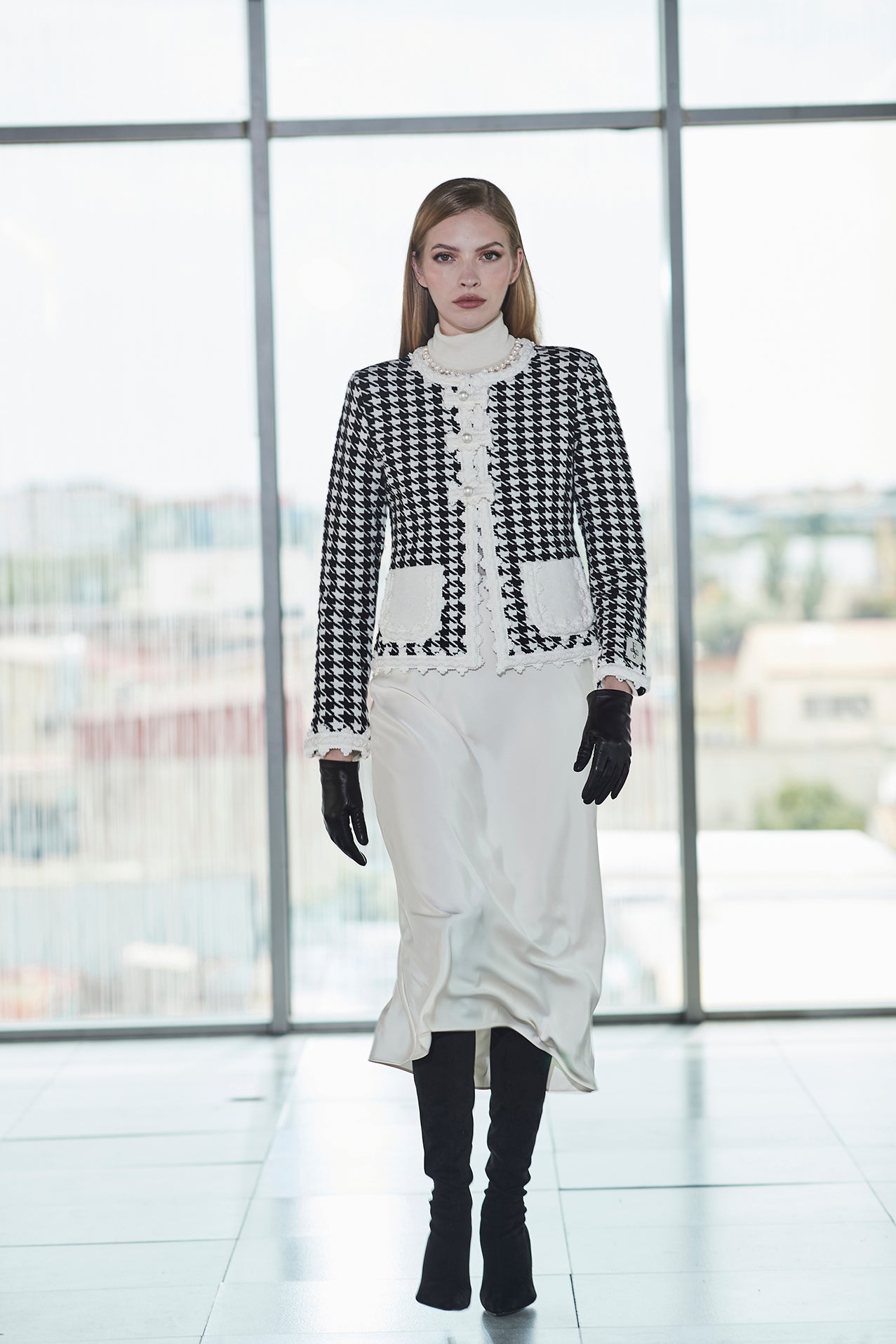 CHAQUETA PATA DE GALLO MARFIL GENEVA