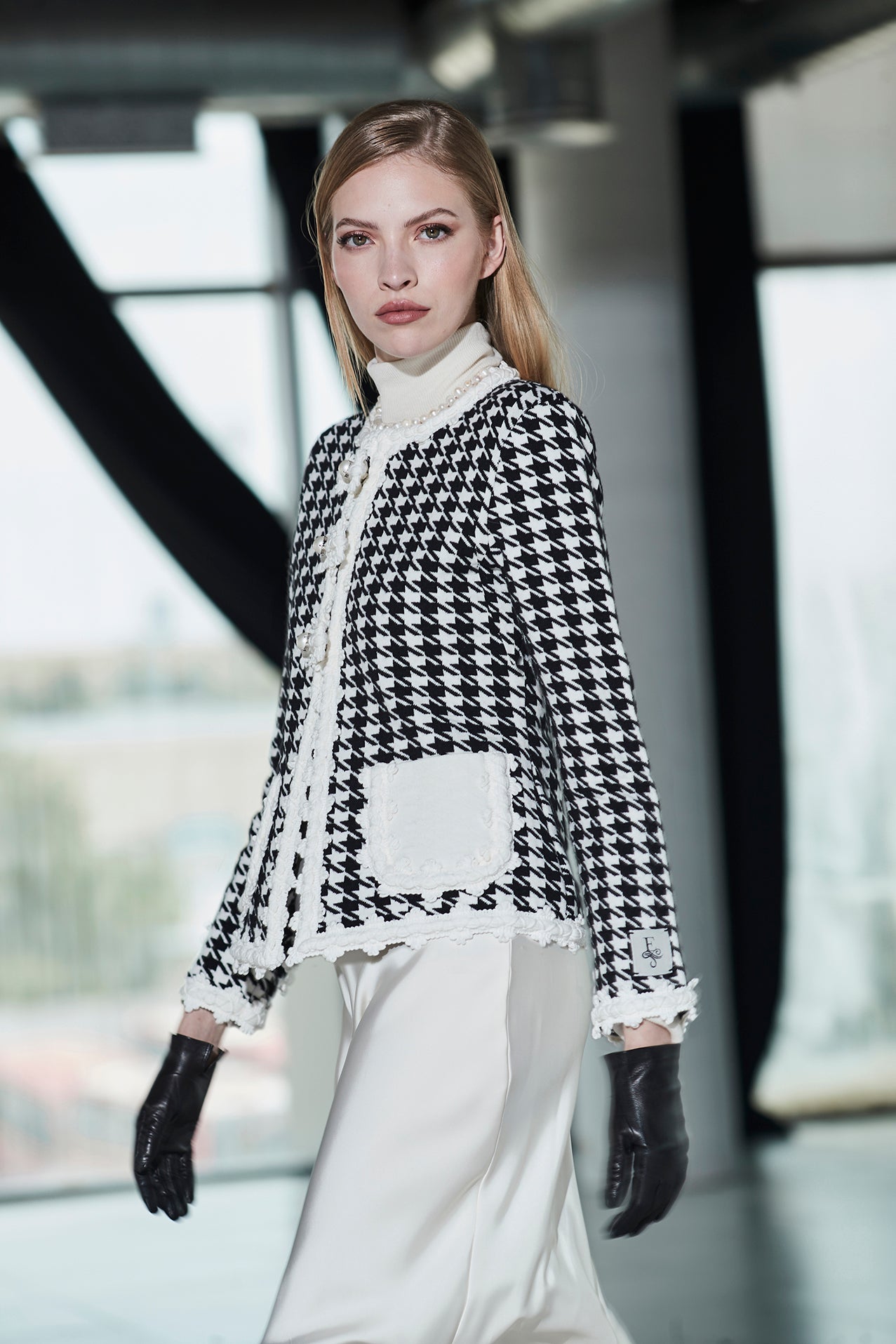 CHAQUETA PATA DE GALLO MARFIL GENEVA
