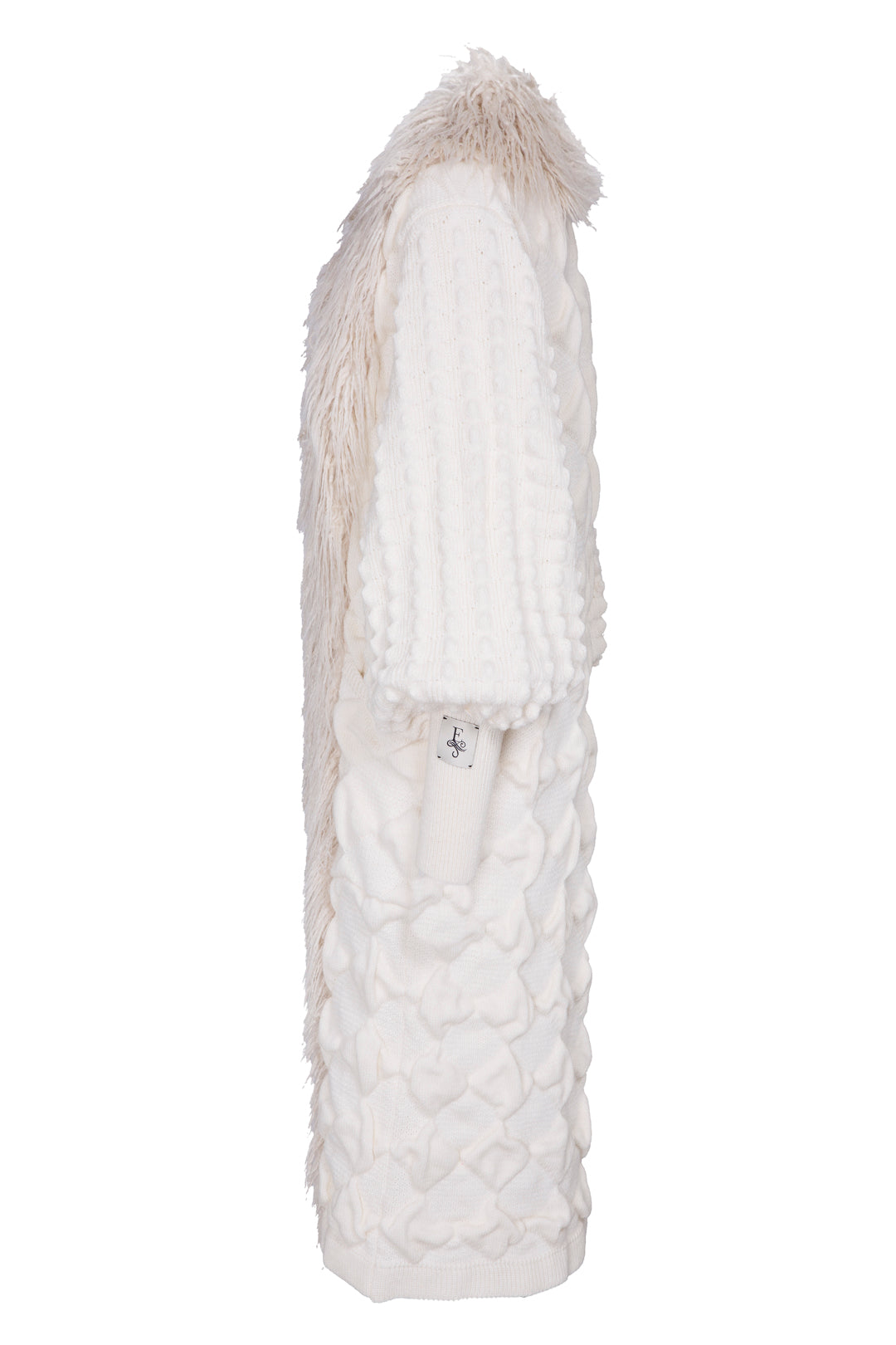 CARDIGAN LARGO CON PELO MARFIL GUSTAVE