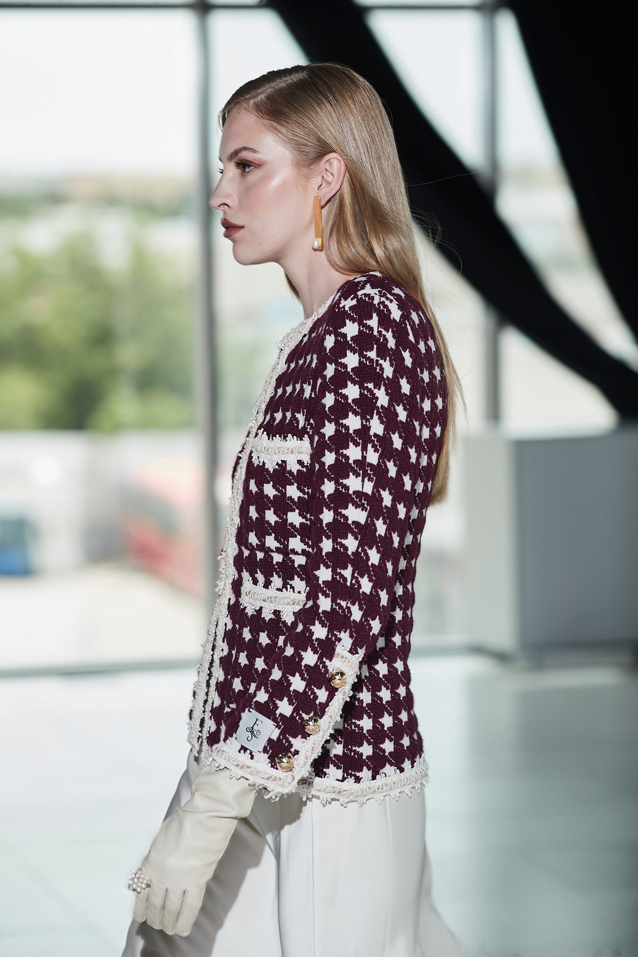 CHAQUETA CORTA PATA DE GALLO VINO MARGOT