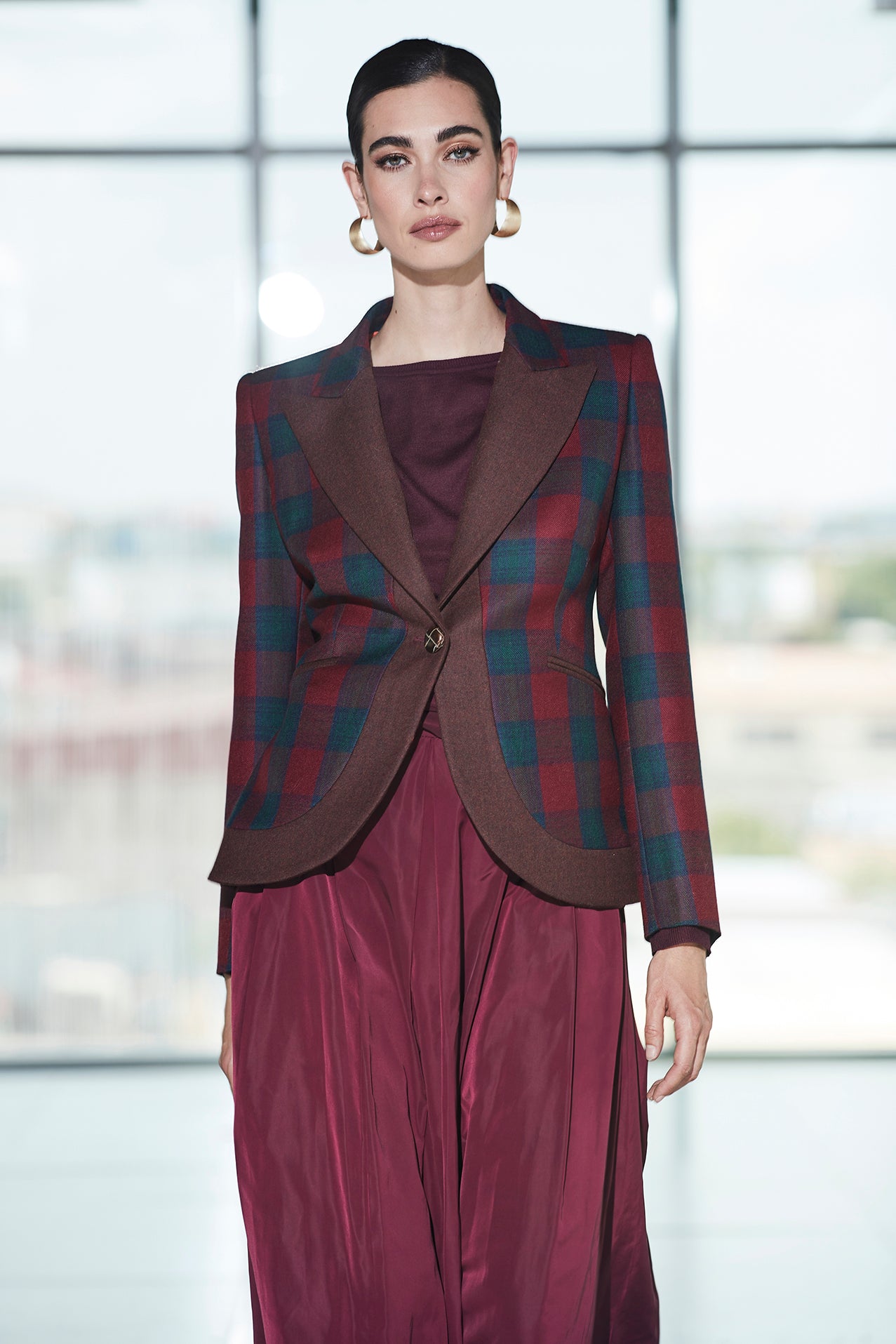 BLAZER CUADRO MERLOT CAMERON CLAN