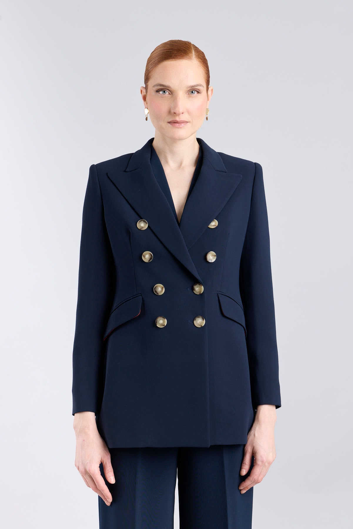 Blazer azul marino doble botonadura Lafayette con botones de corozo.