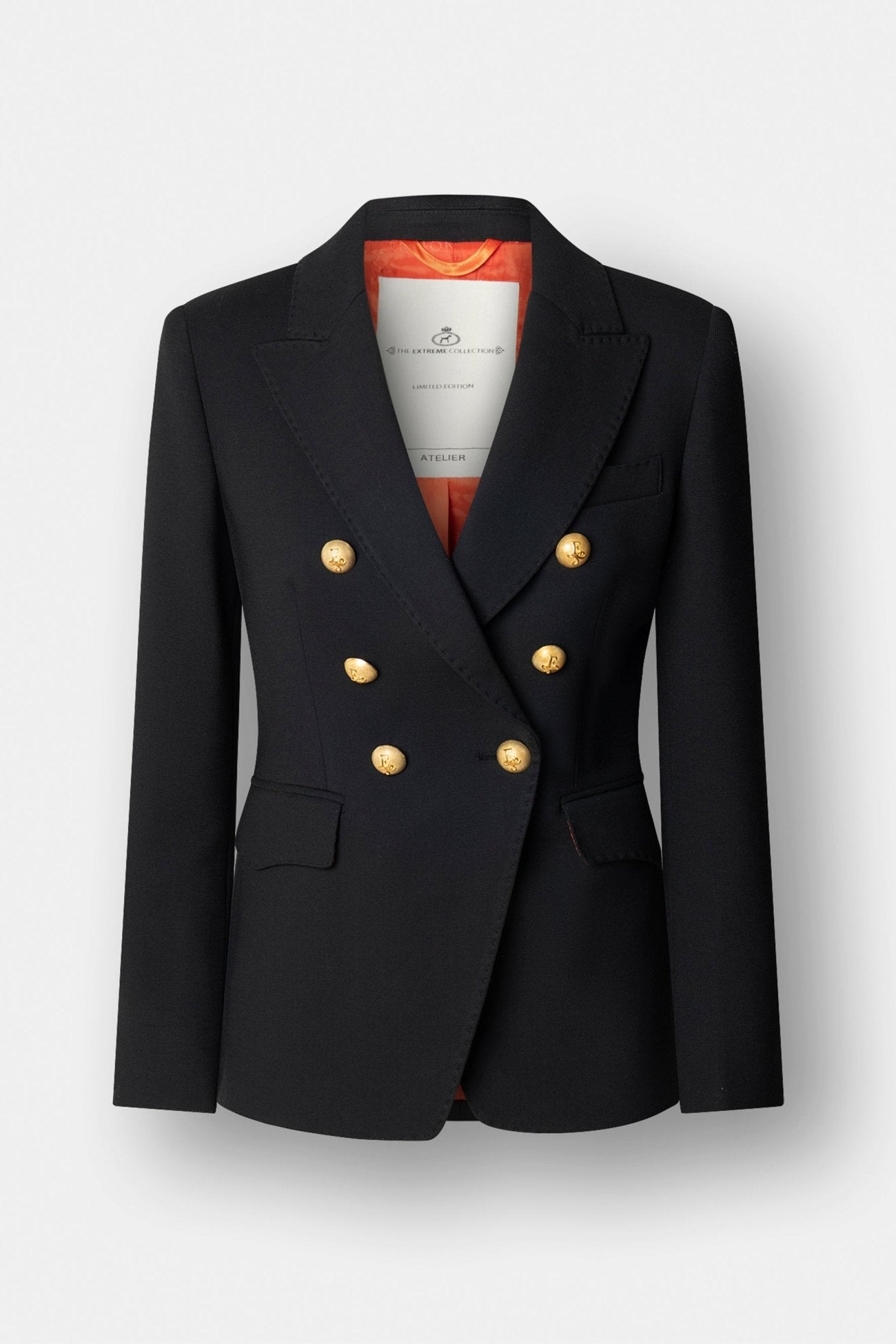 Blazer cruzada negra dedoble abotonadura Garcia Vintage 02 de The Extreme Collection con detalle de picado en solapa y bolsillos.