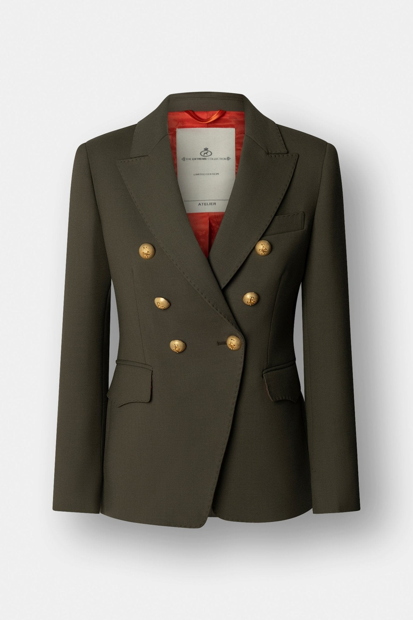 Blazer cruzada verde Garcia Vintage 02 de The Extreme Collection con detalle de picado en solapa y bolsillos.