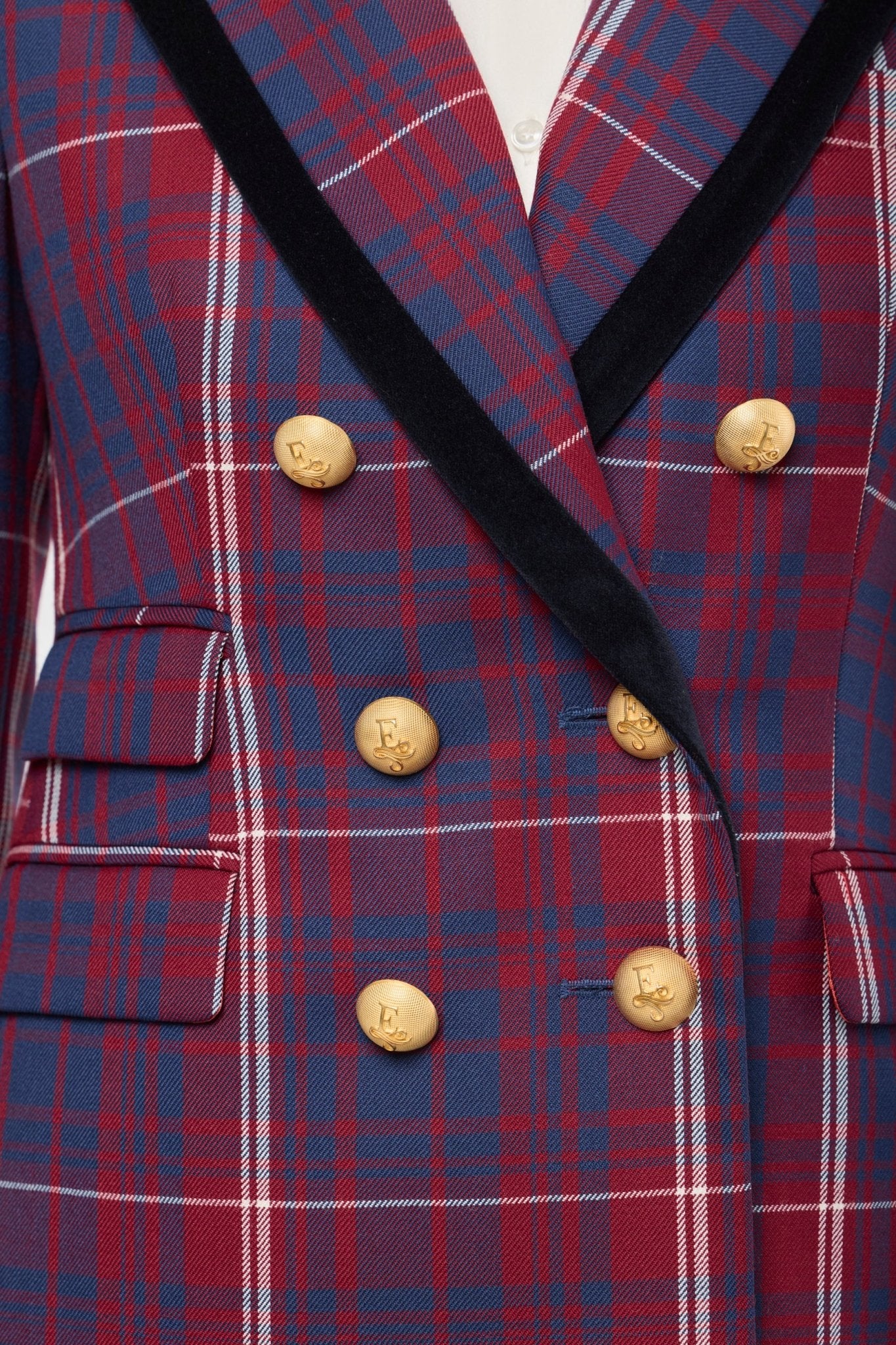 Blazer de cuadros con solapa aterciopelada Anderson de The Extreme Collection con estampado de cuadros y solapa de terciopelo.