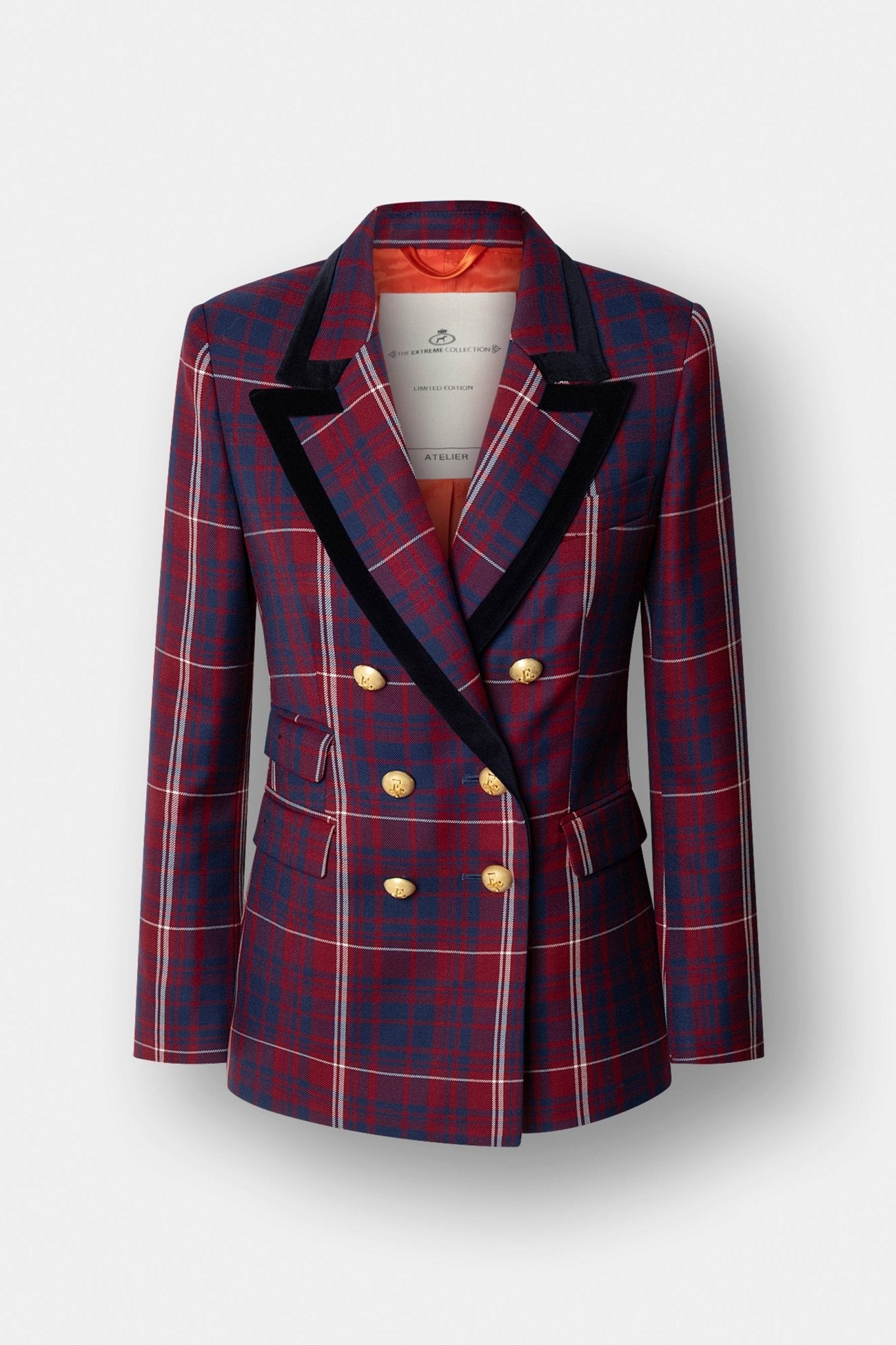 Blazer de cuadros con solapa aterciopelada Anderson de The Extreme Collection con estampado de cuadros y solapa de terciopelo.