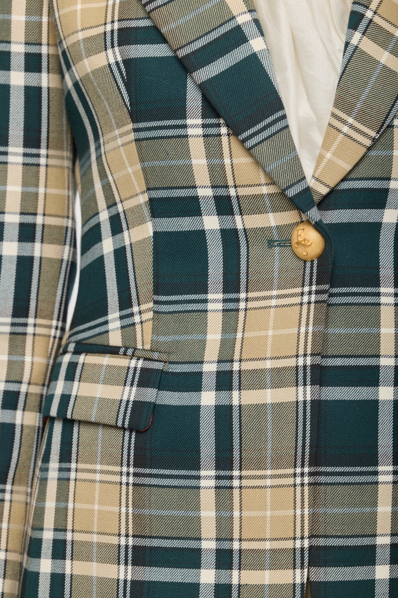 Blazer de cuadros tierra Murray de The Extreme Collection en tonos arena y verde oscuro.