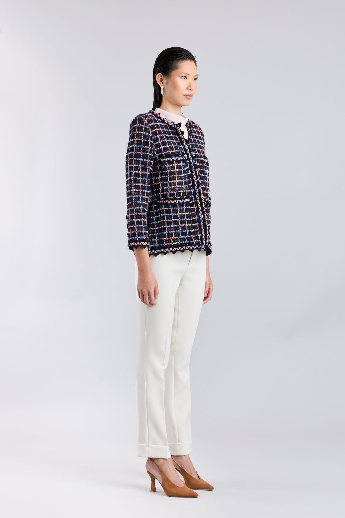 Chaqueta de lujo con corte sastre en punto oscuro para mujer modelo Hunter.