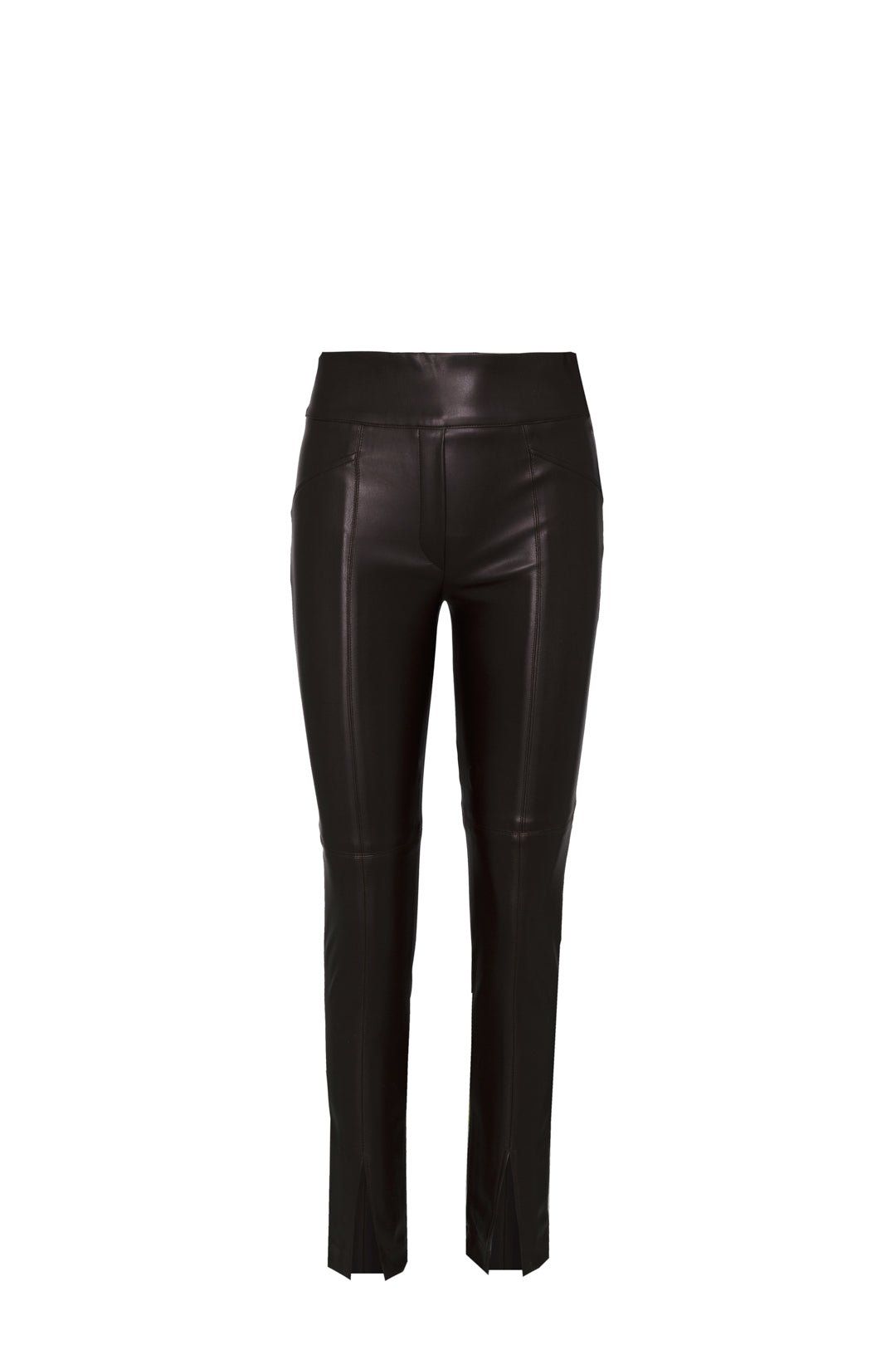 Pantalón de cintura alta pantalón ecopiel marrón con efecto piel y un profundo tono sofisticado. Audacia, elegancia y diseño moderno.